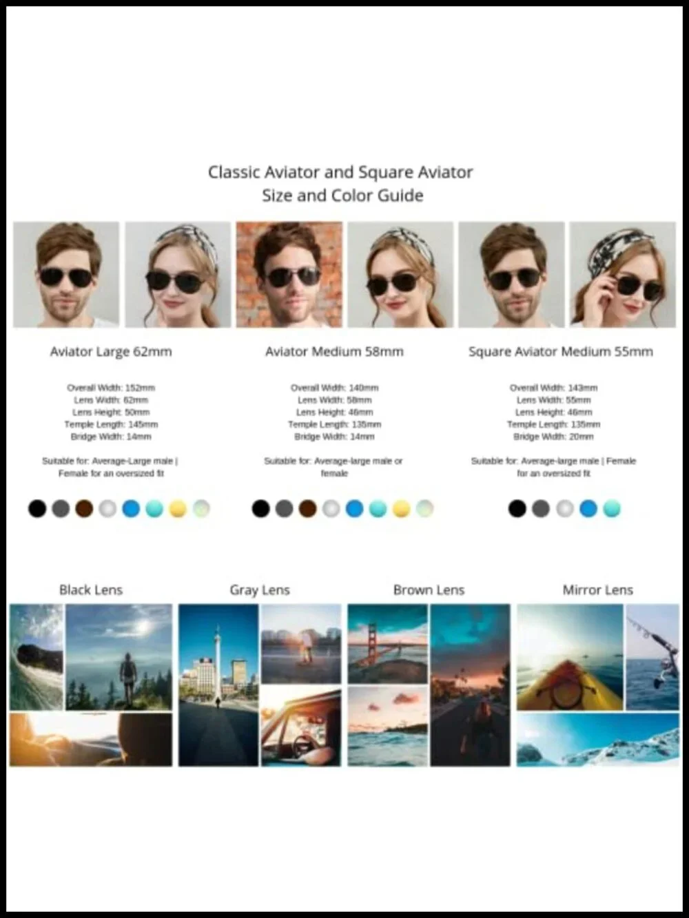 Polarized Square Aviator Sunglasses with UV400 Protection